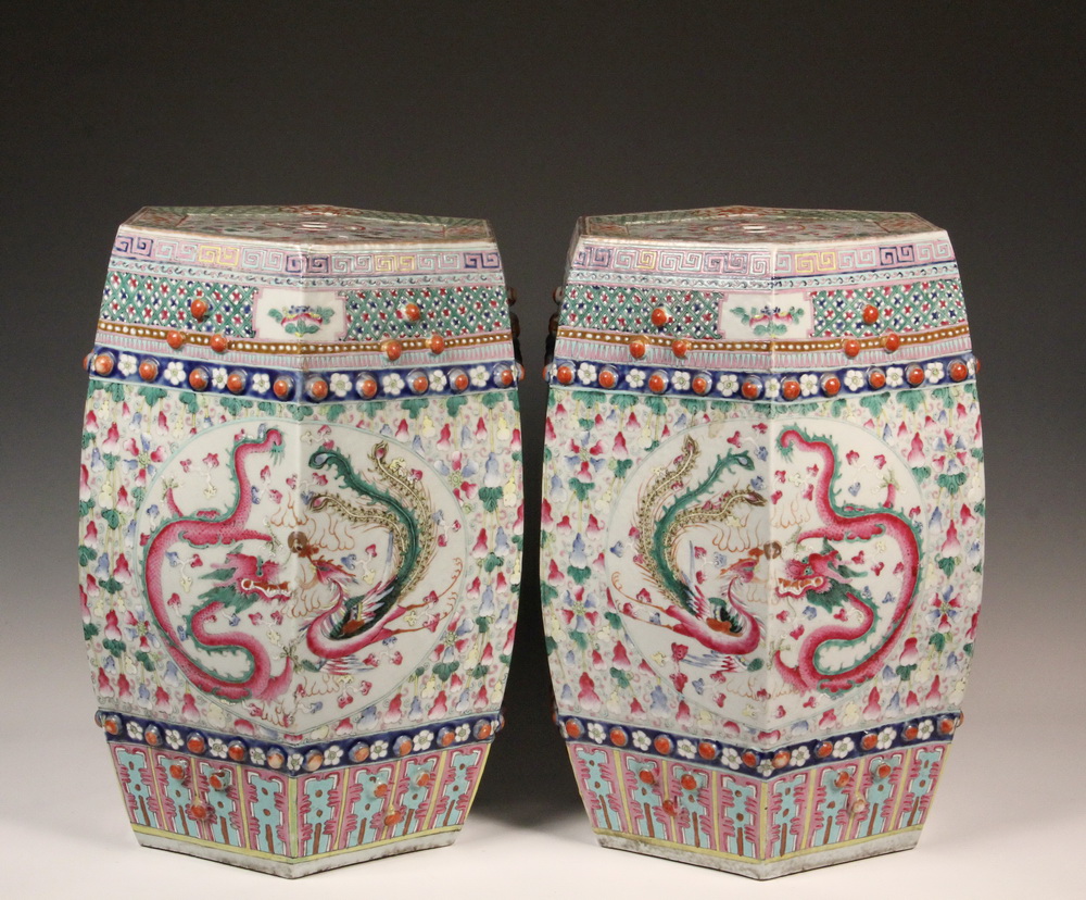 Appraisal: PAIR OF CHINESE GARDEN SEATS - Outstanding Porcelain Garden Seats