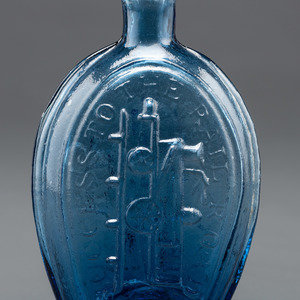 Appraisal: A New York Molded-Glass Flask in Light Sapphire Blue by