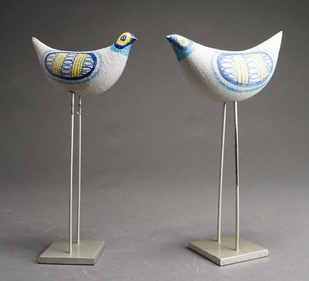 Appraisal: After Aldo Londi Bitossi Two Ceramic Birds on Stands H