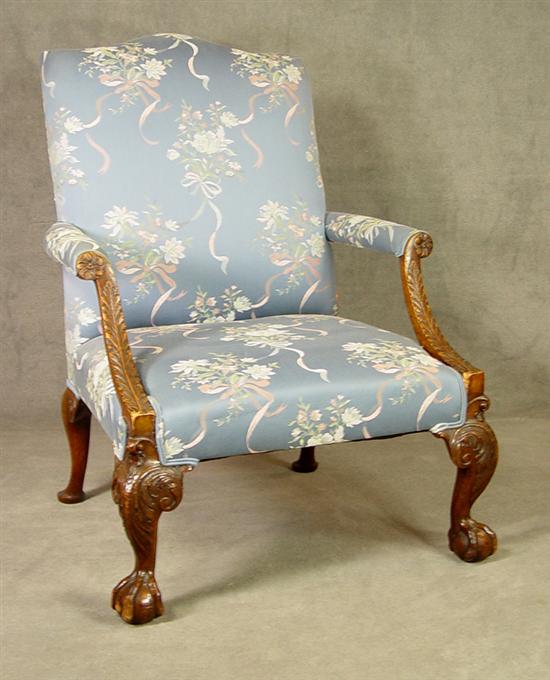 Appraisal: Chippendale Style Open Armchair Circa Acanthus carved arms Claw and