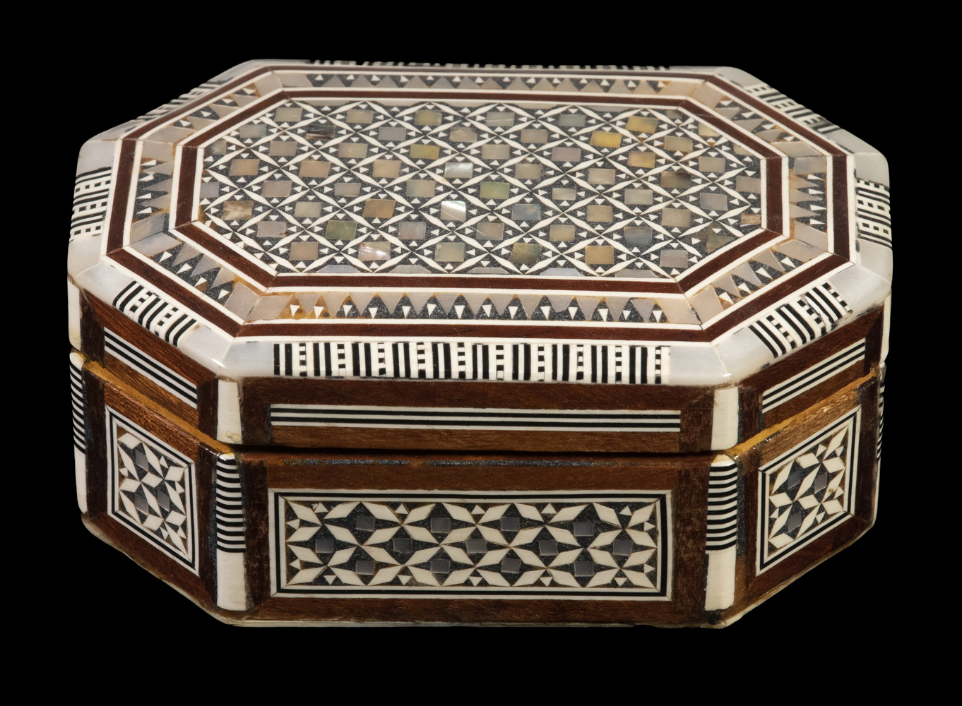 Appraisal: MIDDLE EASTERN INLAID TRINKET BOX Egyptian or Syrian Lidded Box