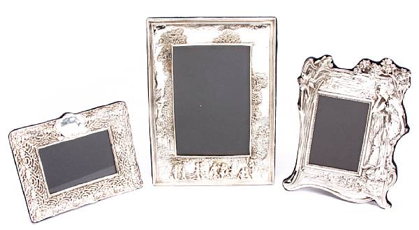 Appraisal: A group of three sterling faced photo framesRC Modern Comprising