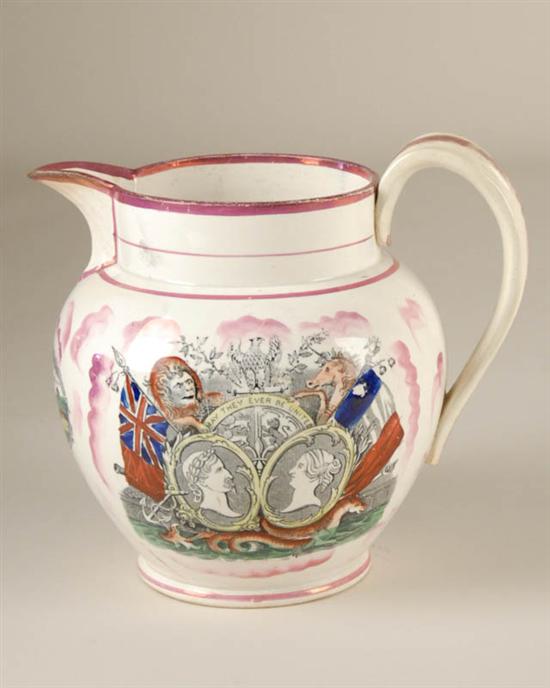 Appraisal: A M- th C Sunderland Transfer Jug transfers in colors