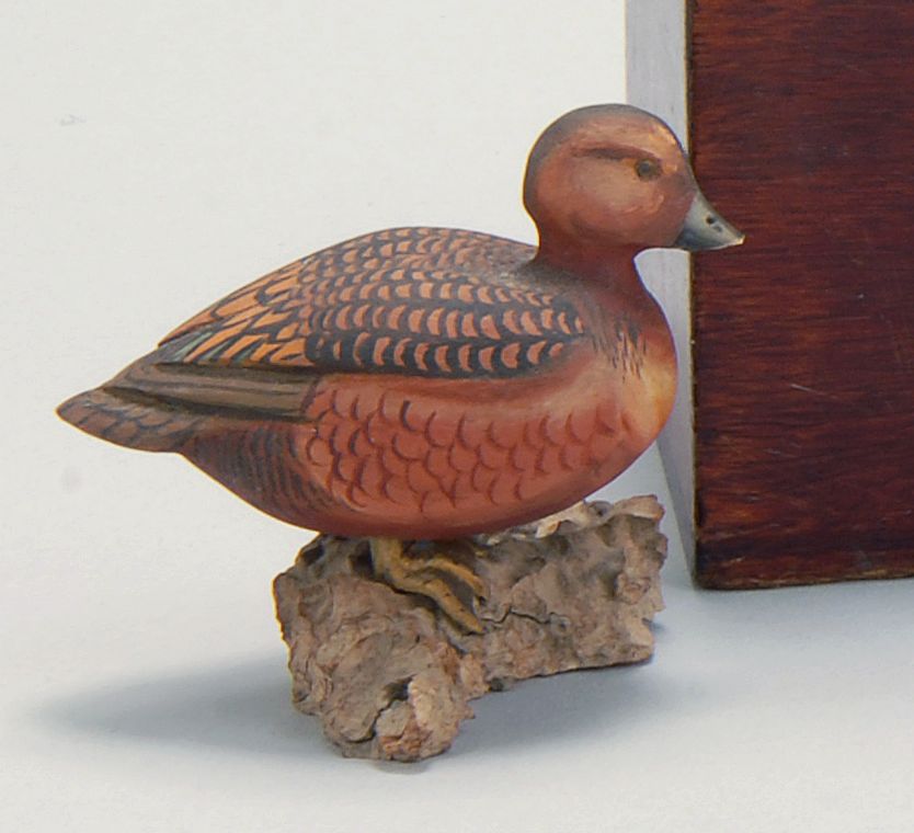 Appraisal: MINIATURE CINNAMON TEAL DRAKE Signed on base J Ahearn Mounted