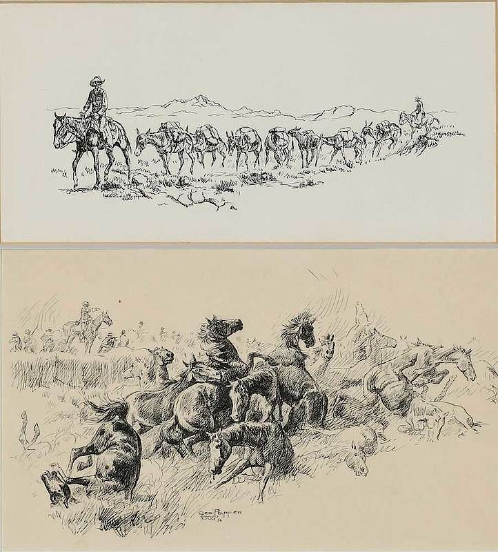 Appraisal: George Phippen American - Two Ink Drawings Victims of Circumstances