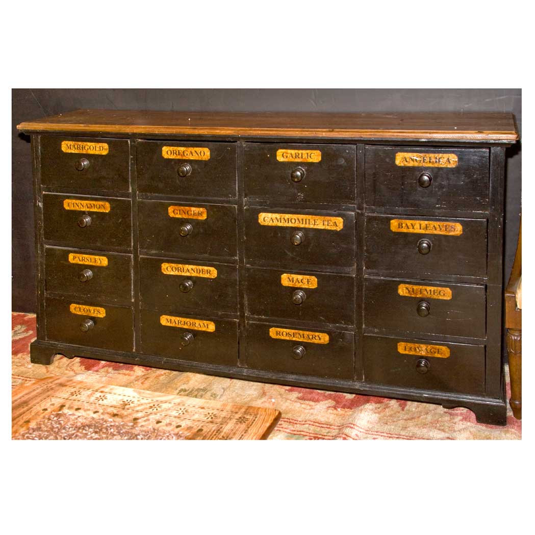 Appraisal: Provincial Painted Oak Spice Chest height inches width inches depth