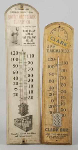 Appraisal: Lot of Early Wooden Thermometers Description Includes Boot Black and