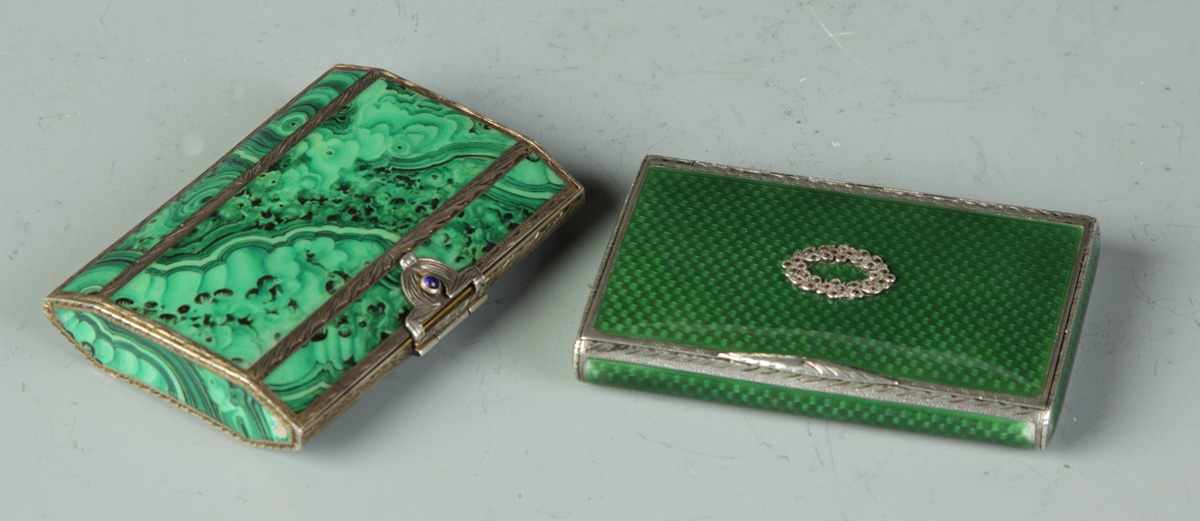 Appraisal: Silver Cases Silver Cases L Malachite Silver Case silver w