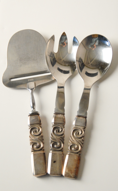 Appraisal: Three Pieces of Georg Jensen Sterling Flatware in the Scroll