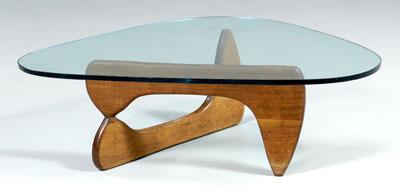 Appraisal: Noguchi-designed coffee table two-piece walnut base joined by aluminum dowel