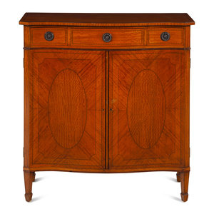 Appraisal: A George III Style Satinwood Serpentine Cabinet Circa Height x