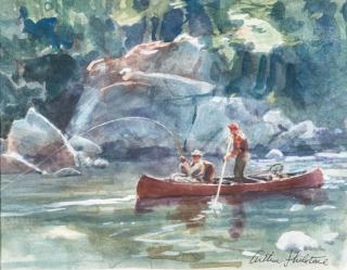 Appraisal: Arthur Shilstone b Fly Fishing from a Canoesigned Arthur Shilstone