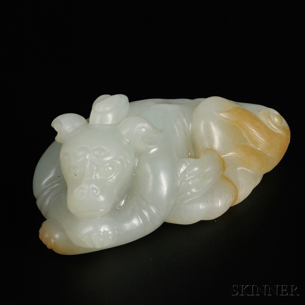 Appraisal: Jade Qilin China the beast depicted laying down with its