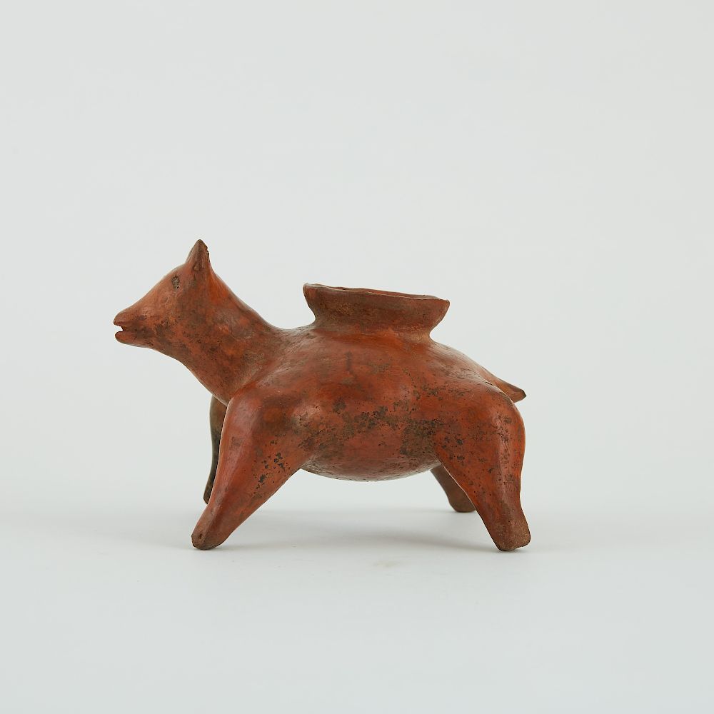 Appraisal: Pre-Columbian Nayarit Ceramic Dog Vessel Pre-Columbian Nayarit ceramic dog vessel