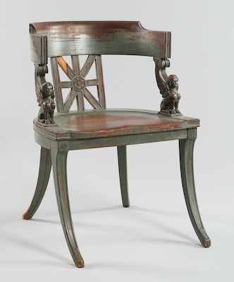 Appraisal: Another Unusual Patinated Chair The wood chair in the Empire