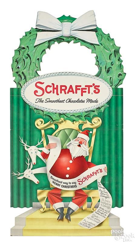 Appraisal: Schrafft's Chocolate Santa Claus stand-up sign Schrafft's Chocolate Santa Claus