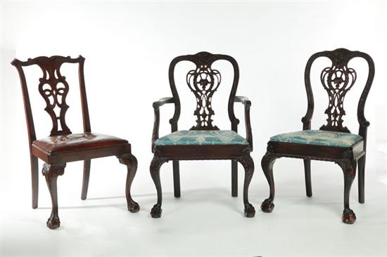 Appraisal: FIVE CHIPPENDALE-STYLE CHAIRS Second half- th century mahogany Set of