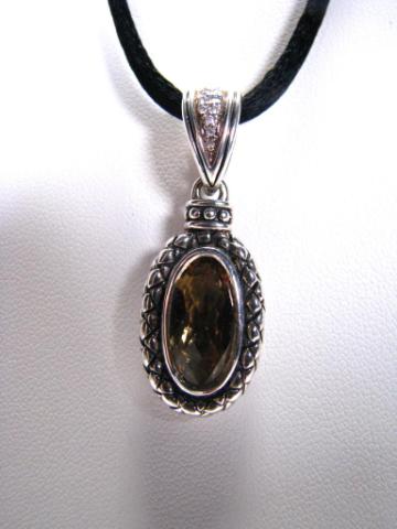 Appraisal: Scott Kaye designer sterling silver topaz and diamond pendant on