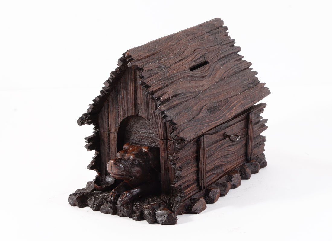 Appraisal: BLACK FOREST FIGURAL DOG HOUSE PIGGY BANK A most unusual