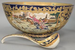 Appraisal: Chinese export style porcelain punch bowl having heavy gold with