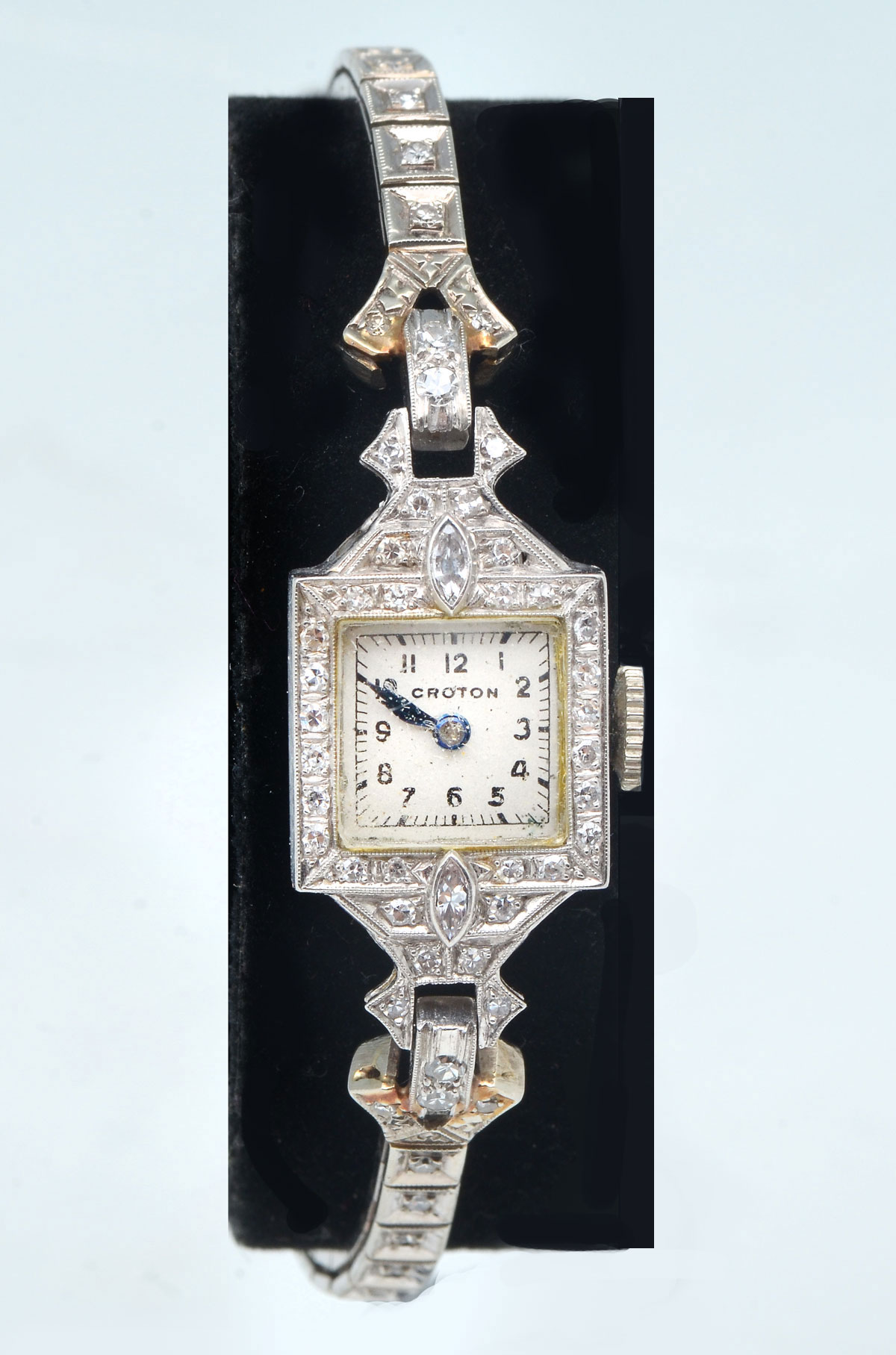 Appraisal: VINTAGE PLATINUM K DIAMOND LADIES CROTON WATCH Art Deco Croton