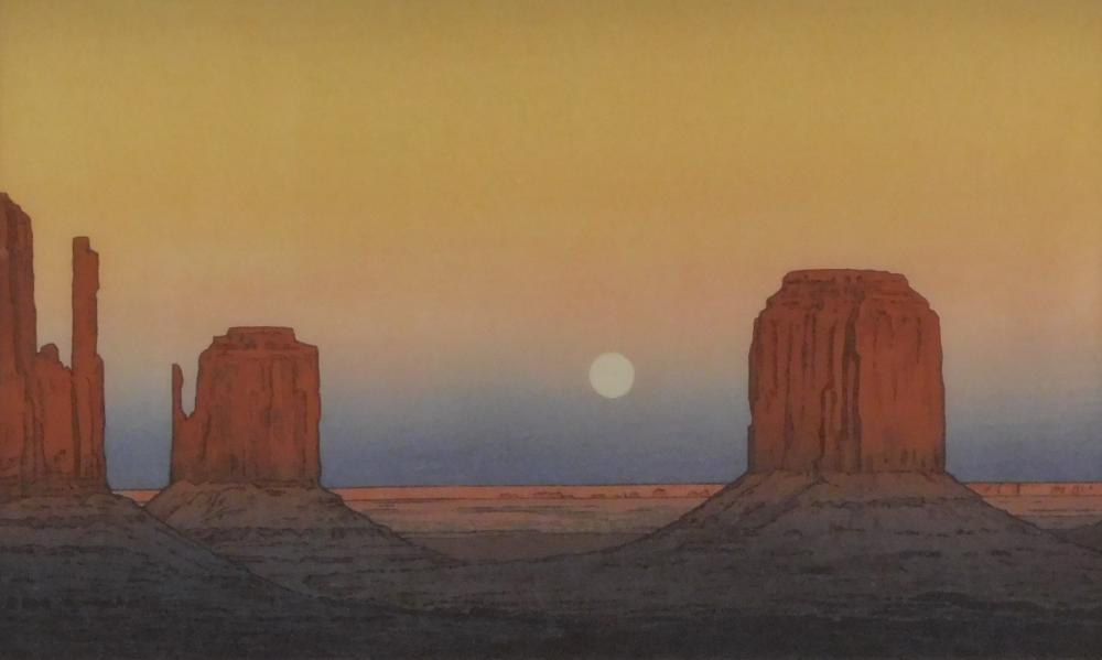 Appraisal: ASIAN TOSHI YOSHIDA JAPANESE - MONUMENT VALLEY CIRCA WOODBLOCK PRINT