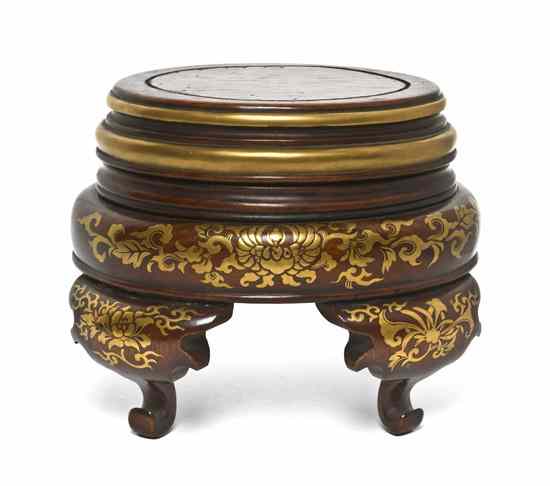 Appraisal: A Japanese Gilt Decorated Hardwood Stand the multi-tiered stand having