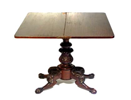 Appraisal: Classical mahogany folding game tableThe rectangular top with rounded corners