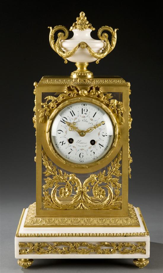 Appraisal: French S Marti gilt bronze and marble clock Late th