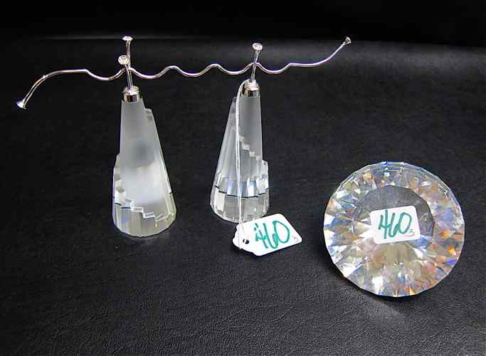 Appraisal: THREE SWAROVSKI CRYSTALS Chaton Large and set of Stalagmite designed