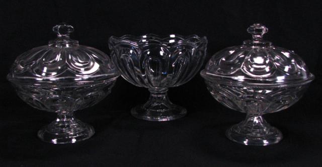 Appraisal: Three items McKee Seneca Loop pattern glass including two covered