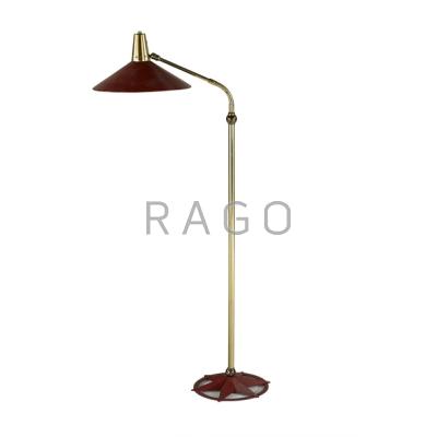 Appraisal: FRENCH Adjustable floor lamp s Brass and enameled aluminum Unmarked