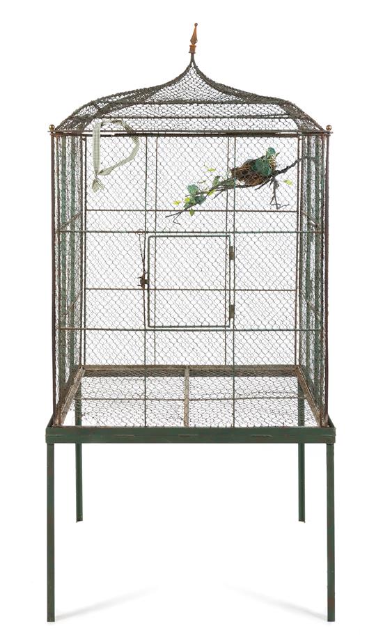 Appraisal: Sale Lot A Victorian Metal Bird Cage with a domed