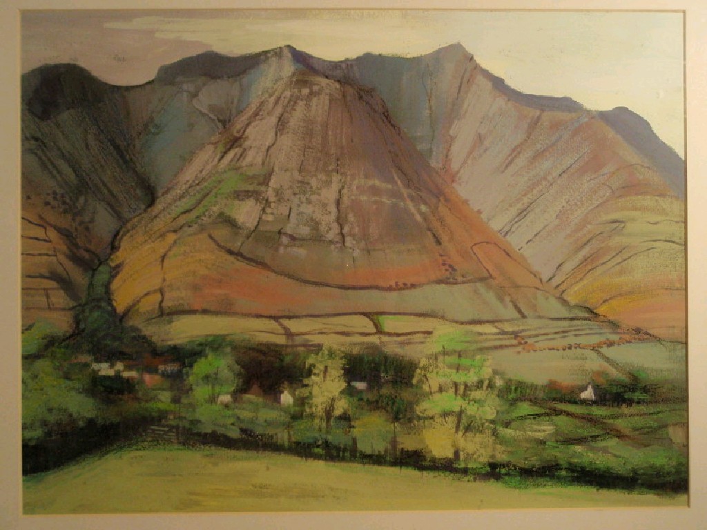 Appraisal: Geoffrey Sutcliffe Hall Fells landscape mixed media cm x cm