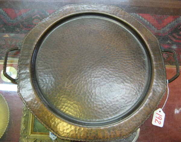 Appraisal: ROYCROFT EARLY TH C HAMMERED COPPER TRAY octagonal shape with