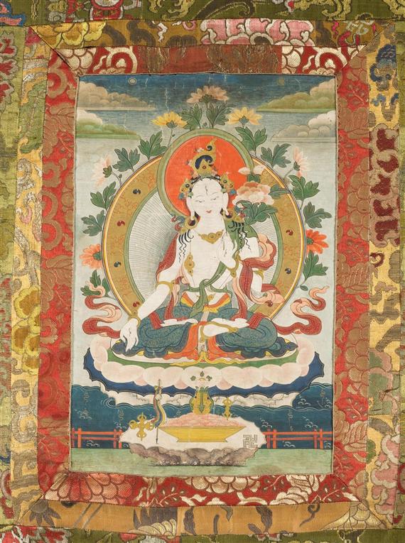 Appraisal: A THANGKA OF THE SEVEN EYED WHITE TARA Tibet th