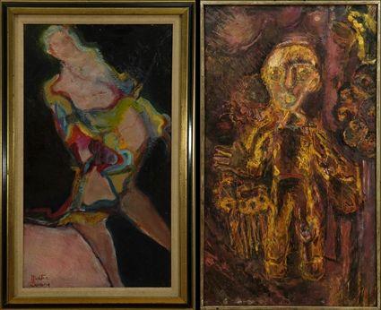 Appraisal: th Century School Two Figural Studies Various media each signed