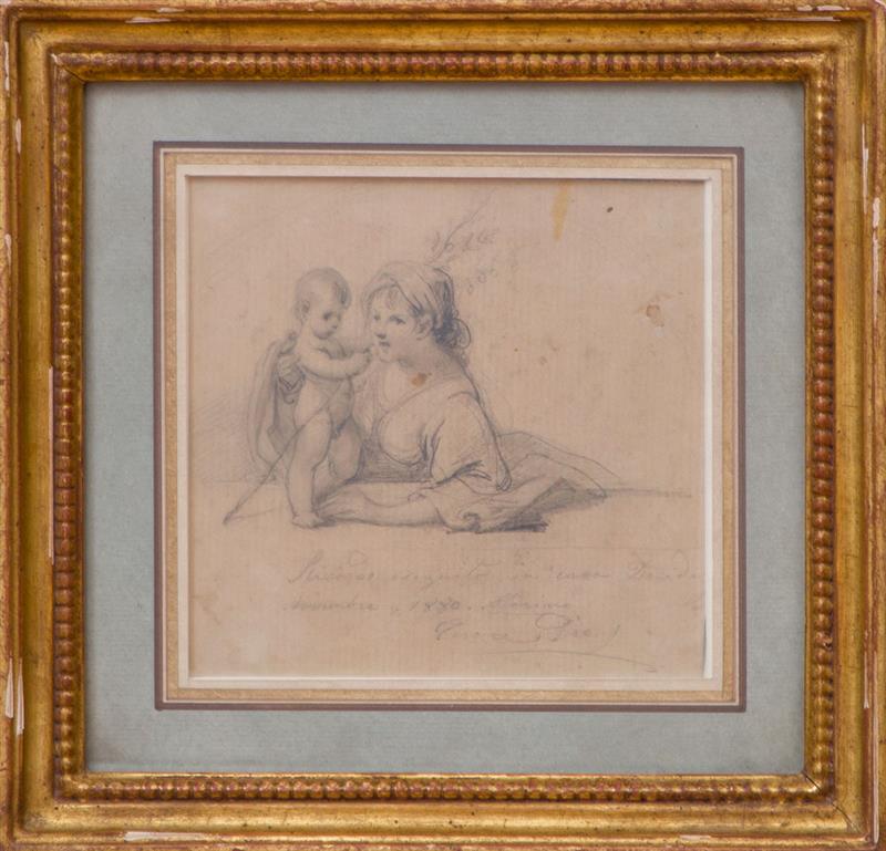 Appraisal: CESARE DIES - MOTHER AND CHILD Pencil on paper signed