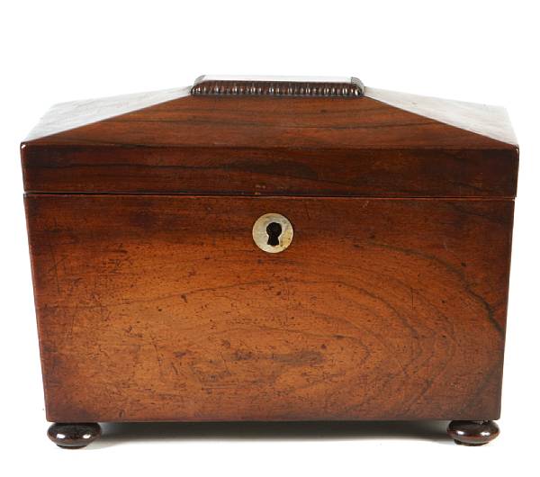 Appraisal: An early Victorian rosewood tea caddy height in width in