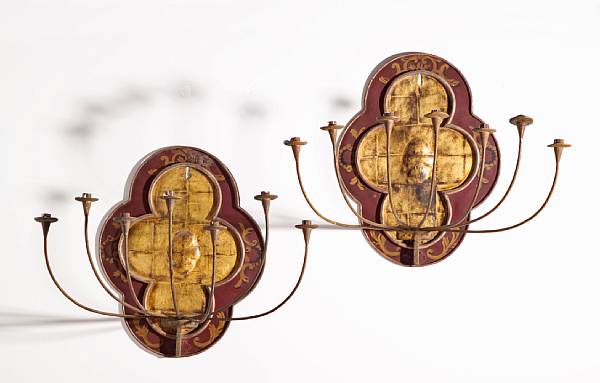 Appraisal: A pair of Continental Baroque style polychrome and parcel gilt