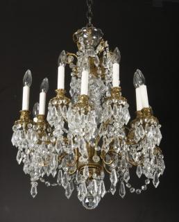 Appraisal: th c gilt bronze and crystal chandelier th century gilt