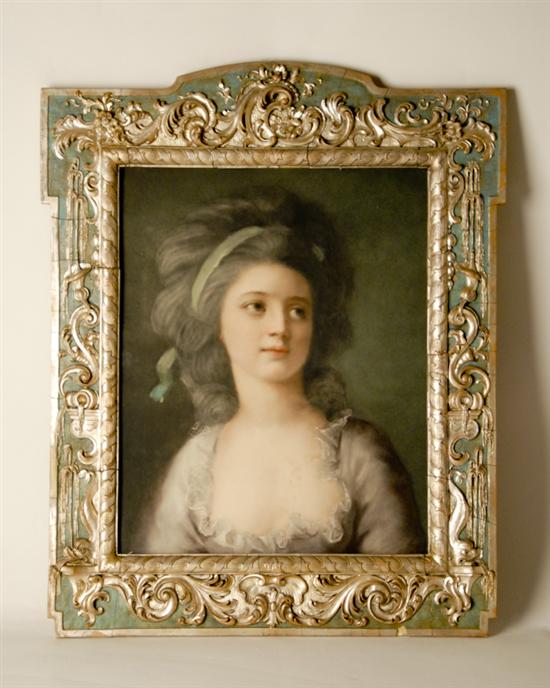 Appraisal: Portrait of Woman Print Slight tinting Ornate frame H W