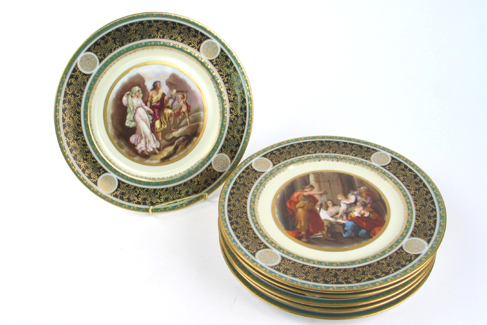 Appraisal: A SET OF SIX ROYAL VIENNA STYLE CABINET PLATES late