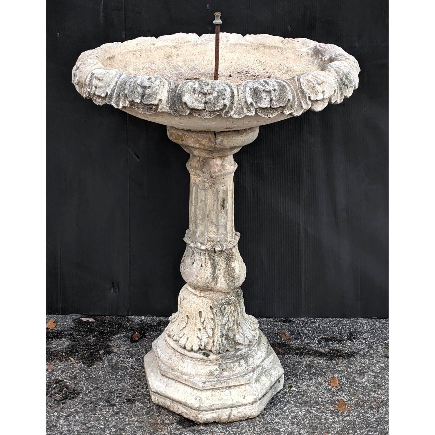 Appraisal: part Cast Stone Bird Bath Fountain Base Dimensions H inches