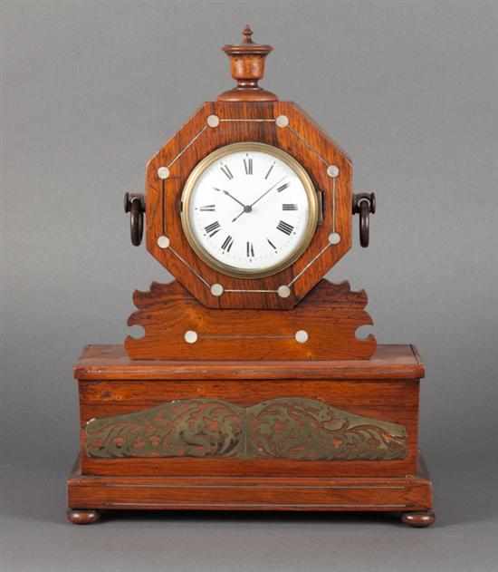 Appraisal: Regency mother-of-pearl and brass inlaid rosewood mantel clock works by