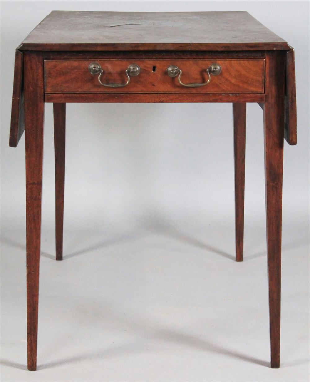 Appraisal: GEORGIAN NEW CLASSICAL MAHOGANY ONE-DRAWER PEMBROKE TABLE having a rectangular