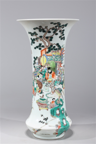 Appraisal: Chinese famille verte enameled porcelain beaker vase with figures and