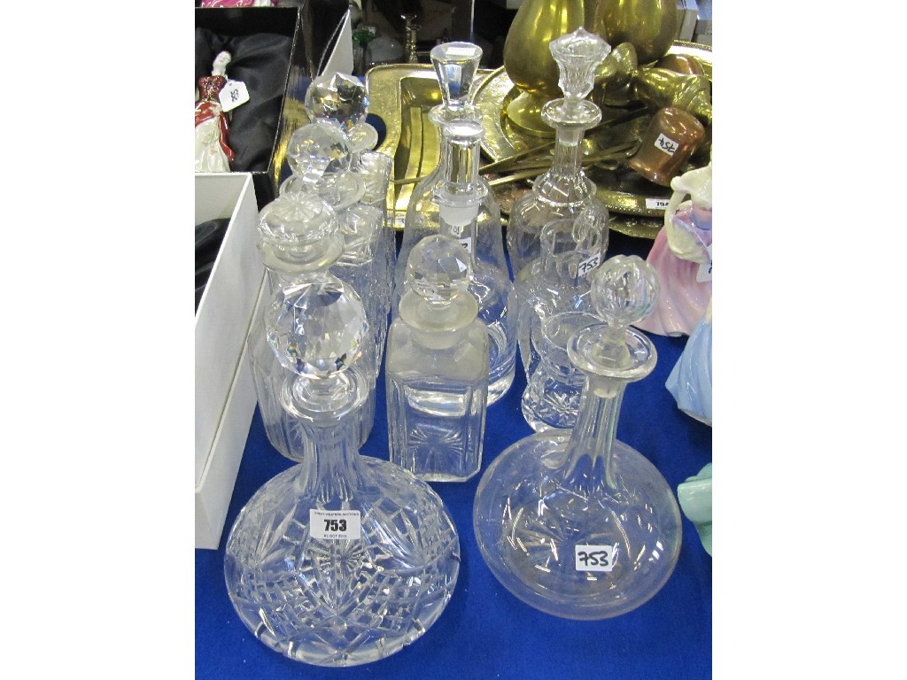 Appraisal: Nine assorted crystal and glass decanters and two jugs