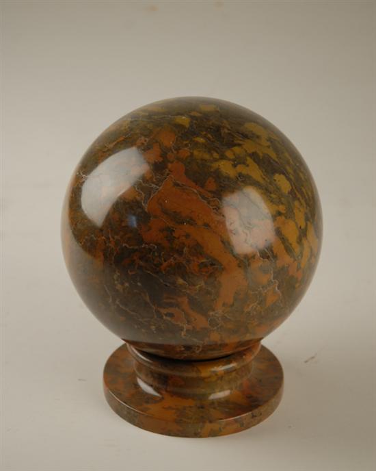 Appraisal: A Stone Sphere with Matching Stepped Stand high both diameter