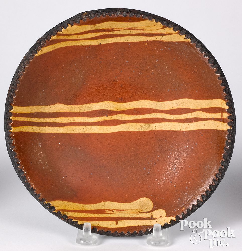 Appraisal: Small Pennsylvania redware pie plate th c Small Pennsylvania redware